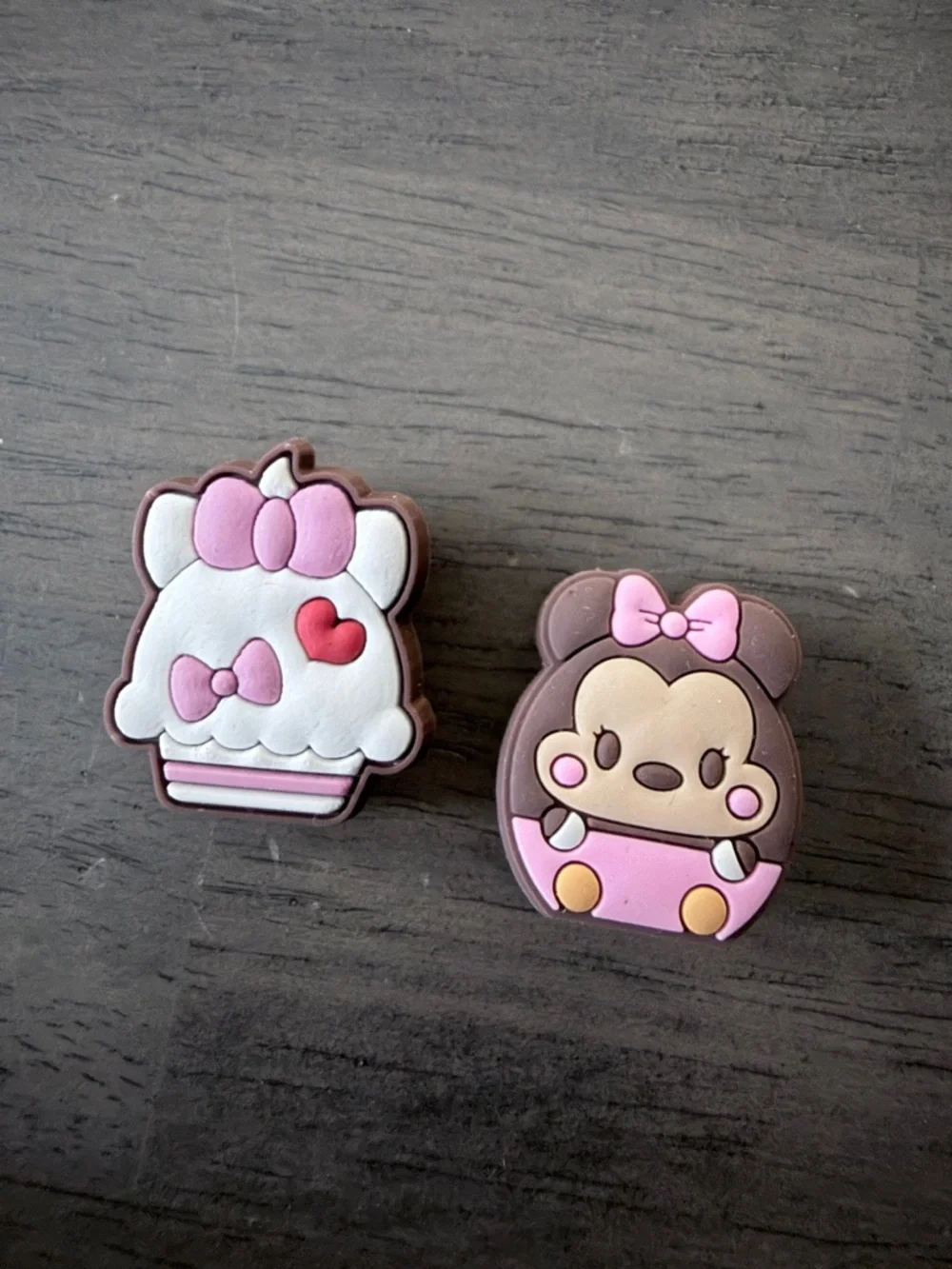 CROCS Pink & Brown Minnie Tsum Tsum Shoe Charms - Bow Accents